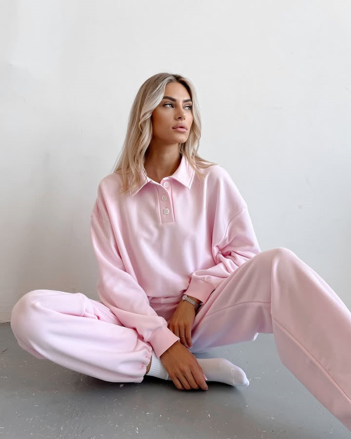 Damer casual polo skjorta och breda joggingbyxor set Mirla-Eva Jonsson