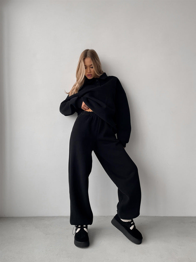 Damer casual polo skjorta och breda joggingbyxor set Mirla-Eva Jonsson