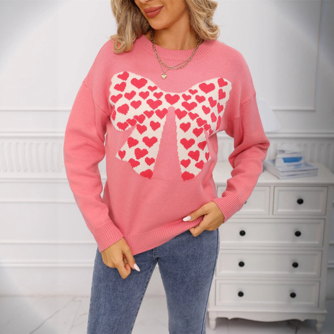 Damer casual pull med hjärtmotiv och vida ärmar Mirla-Eva Jonsson