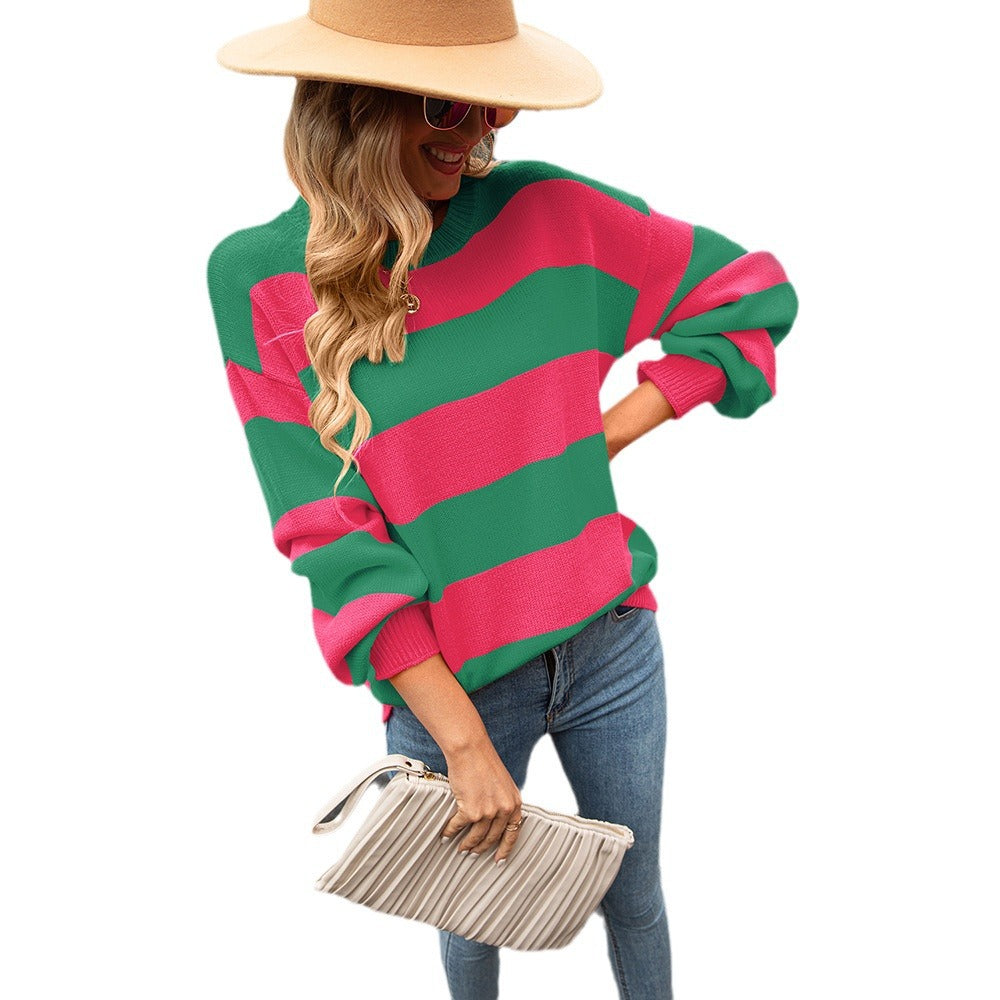 Damer casual pullover med modernt randmönster och vida ärmar Mirla-Eva Jonsson
