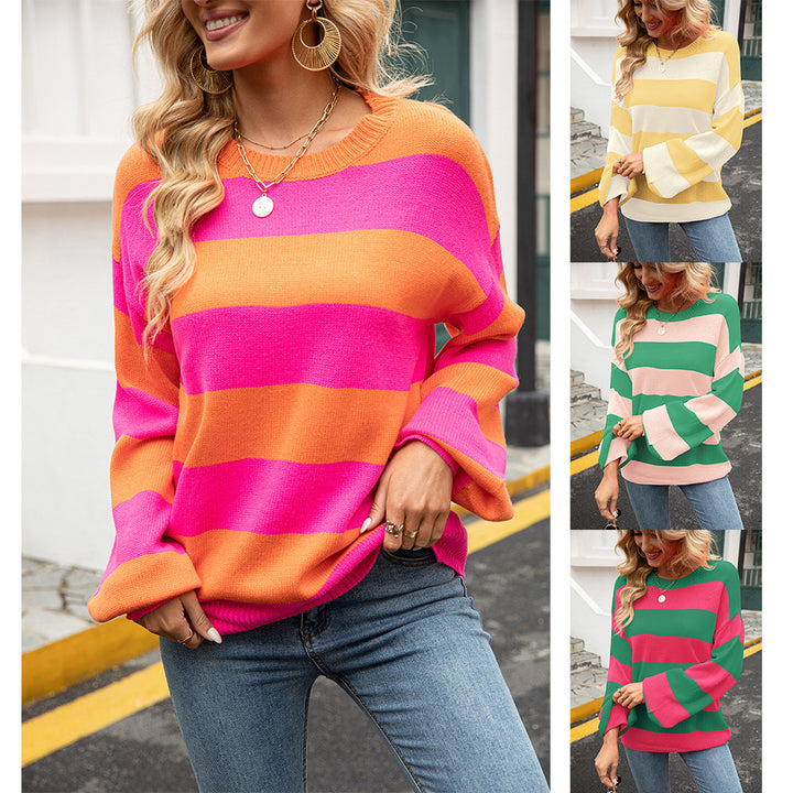 Damer casual pullover med modernt randmönster och vida ärmar Mirla-Eva Jonsson