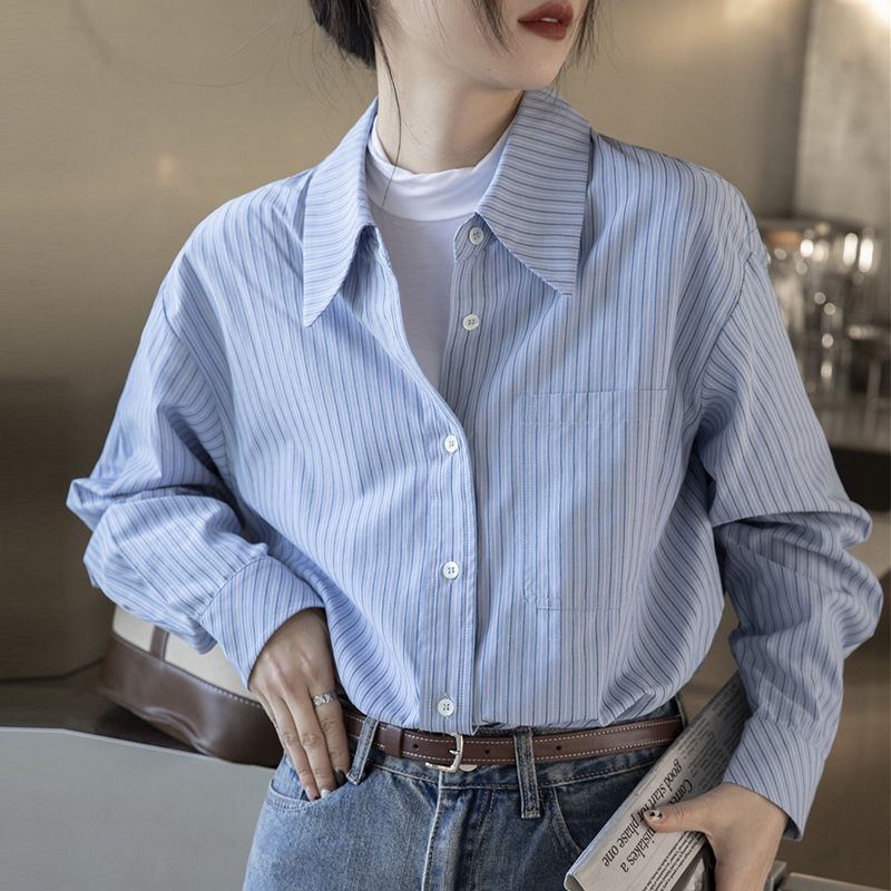 Damer casual skjorta blus med fina ränder Mirla-Eva Jonsson