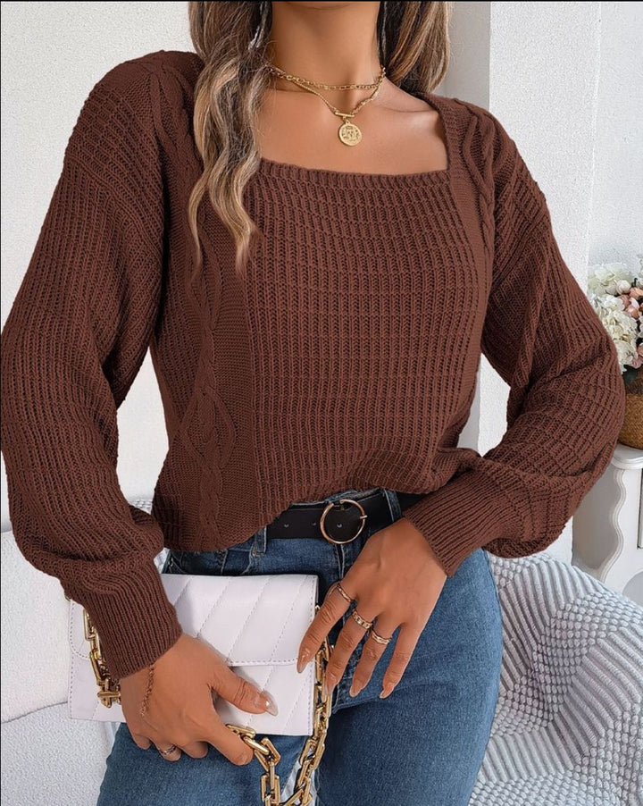 Damer casual stickad tröja med strukturerad yta och romantisk flätdesign Mirla-Eva Jonsson