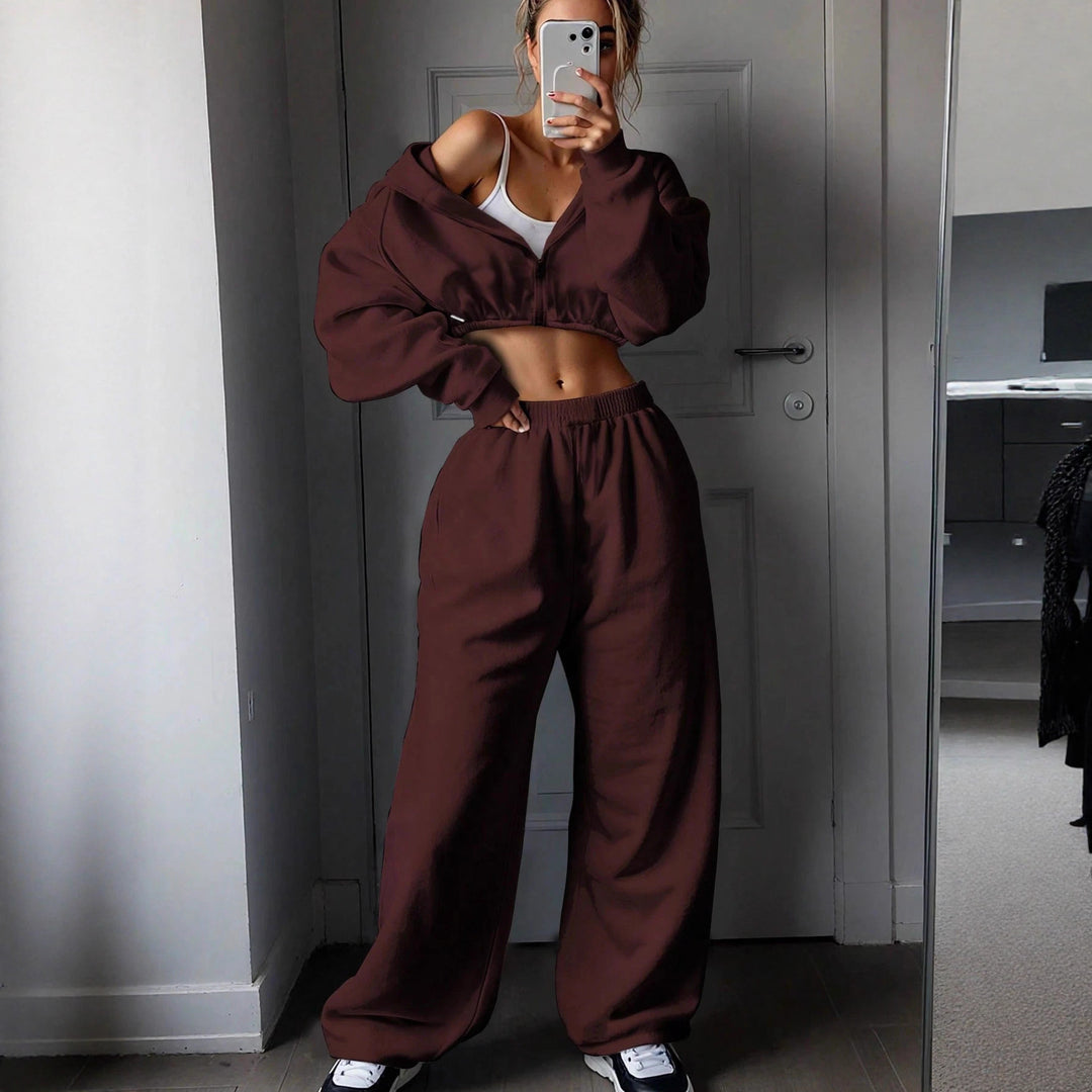 Damer casual sweat-set med oversized huvtröja och vid midja Mirla-Eva Jonsson