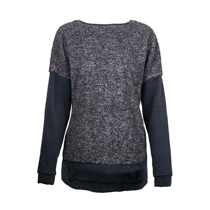 Damer casual sweatshirt med elegant textur-mix och långa ärmar Eva Jonsson-Eva Jonsson