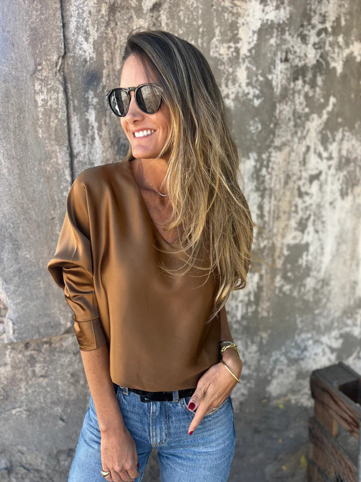 Damer casual topp med särskild skärning och lätt glans Eva Jonsson-Eva Jonsson