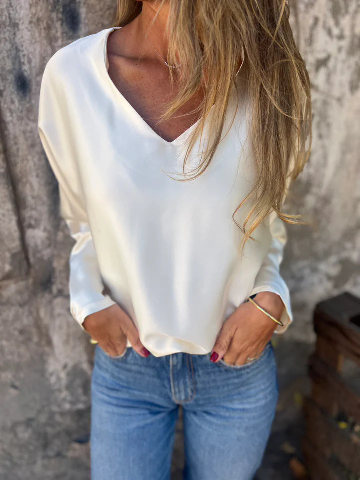 Damer casual topp med särskild skärning och lätt glans Eva Jonsson-Eva Jonsson