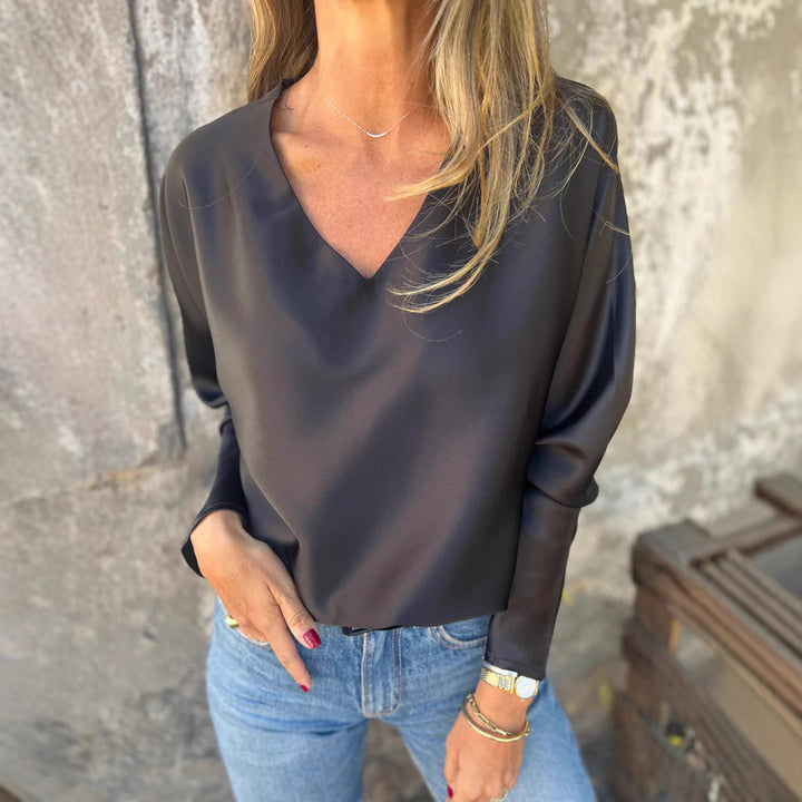 Damer casual topp med särskild skärning och lätt glans Eva Jonsson-Eva Jonsson