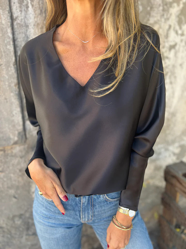 Damer casual topp med särskild skärning och lätt glans Eva Jonsson-Eva Jonsson