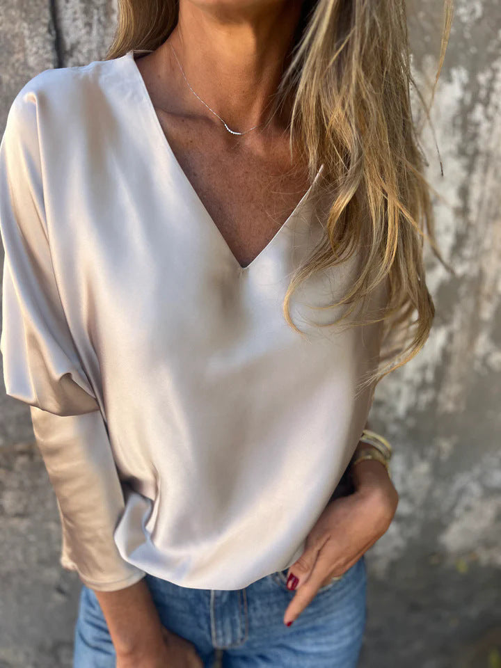 Damer casual topp med särskild skärning och lätt glans Eva Jonsson-Eva Jonsson