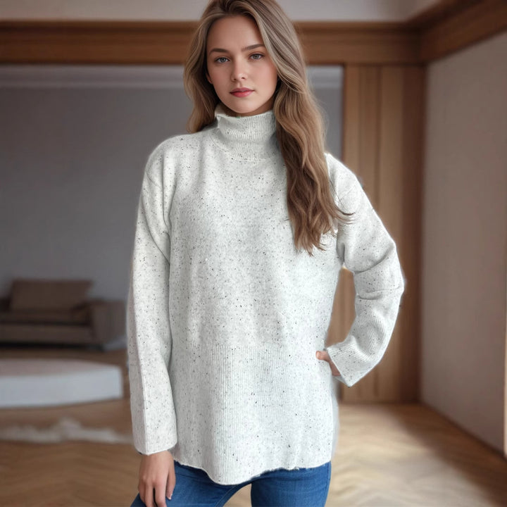 Damer casual tröja med hög krage och praktiska sidofickor Mirla-Eva Jonsson