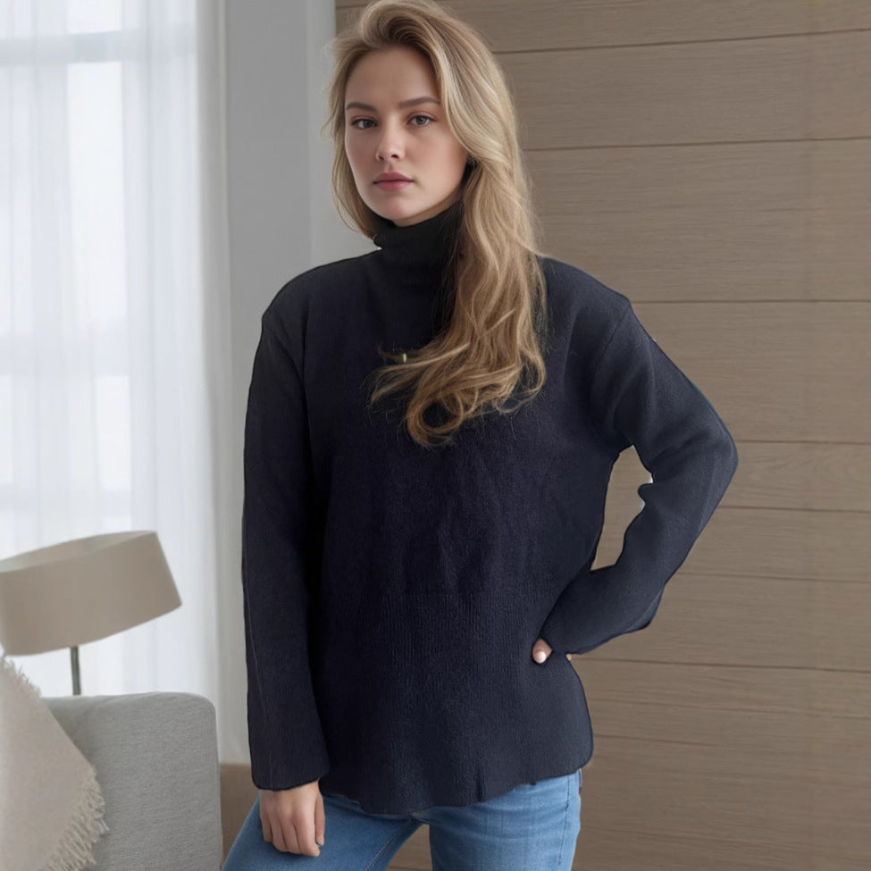 Damer casual tröja med hög krage och praktiska sidofickor Mirla-Eva Jonsson