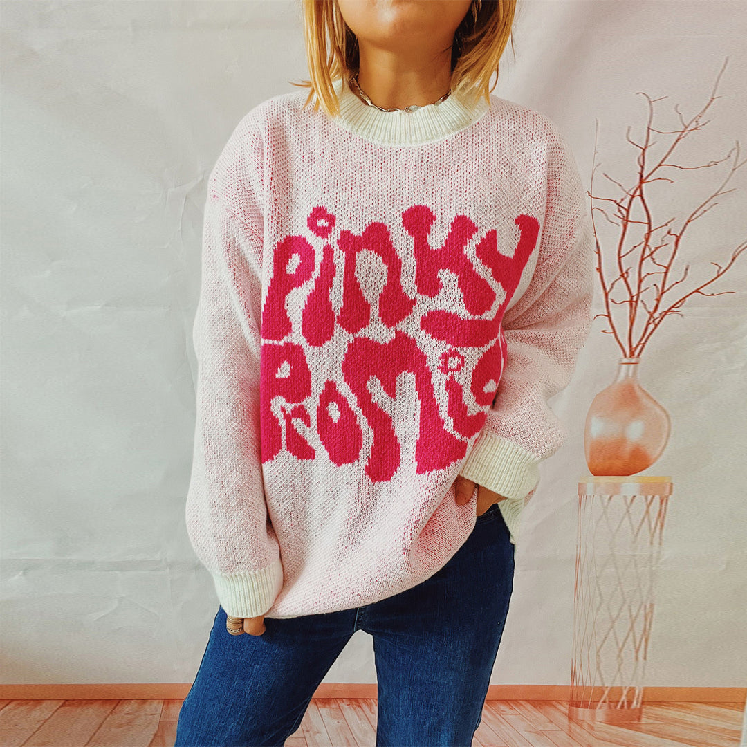 Damer casual tröja med unik textdesign Mirla-Eva Jonsson