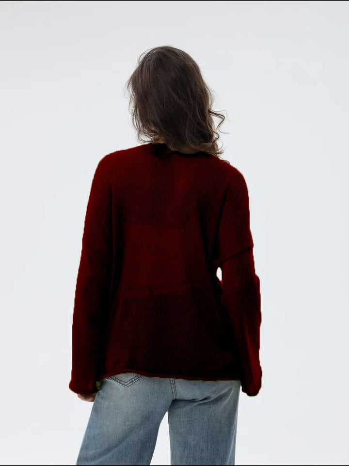 Damer casual tröja med vida ärmar och fin hålstickad design Mirla-Eva Jonsson