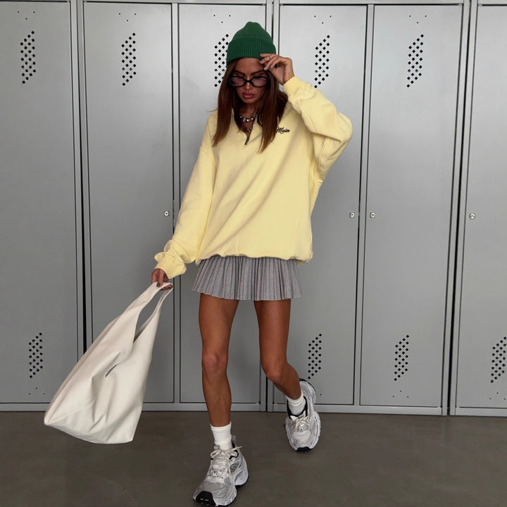 Damer casual zip tröja med hög krage och kontrasterande detaljer Mirla-Eva Jonsson