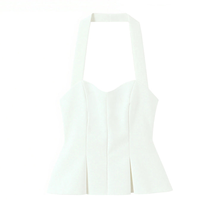 Damer chic Bustier-blus med figursydd silhuett och dekorativ halterneck Mirla-Eva Jonsson