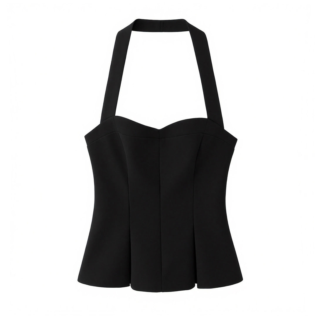 Damer chic Bustier-blus med figursydd silhuett och dekorativ halterneck Mirla-Eva Jonsson