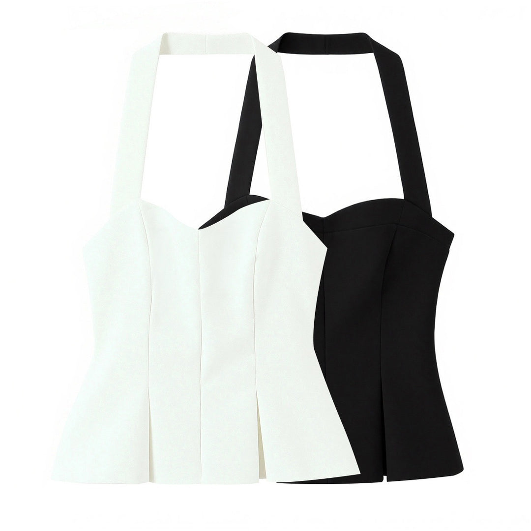 Damer chic Bustier-blus med figursydd silhuett och dekorativ halterneck Mirla-Eva Jonsson