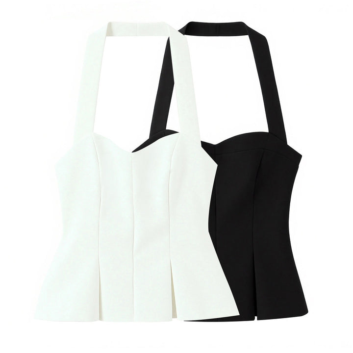 Damer chic Bustier-blus med figursydd silhuett och dekorativ halterneck Mirla-Eva Jonsson