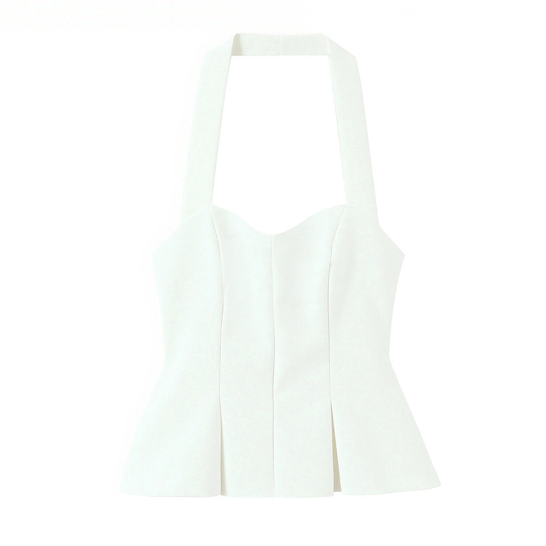Damer chic Bustier-blus med figursydd silhuett och dekorativ halterneck Mirla-Eva Jonsson