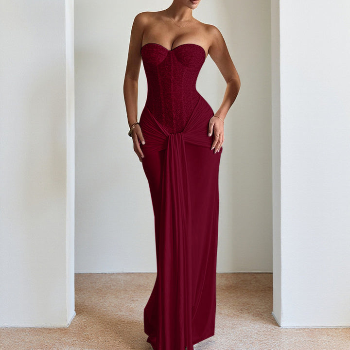 Damer chic Maxiklänning med elegant bustier-overdel och rynkad kjol Mirla-Eva Jonsson