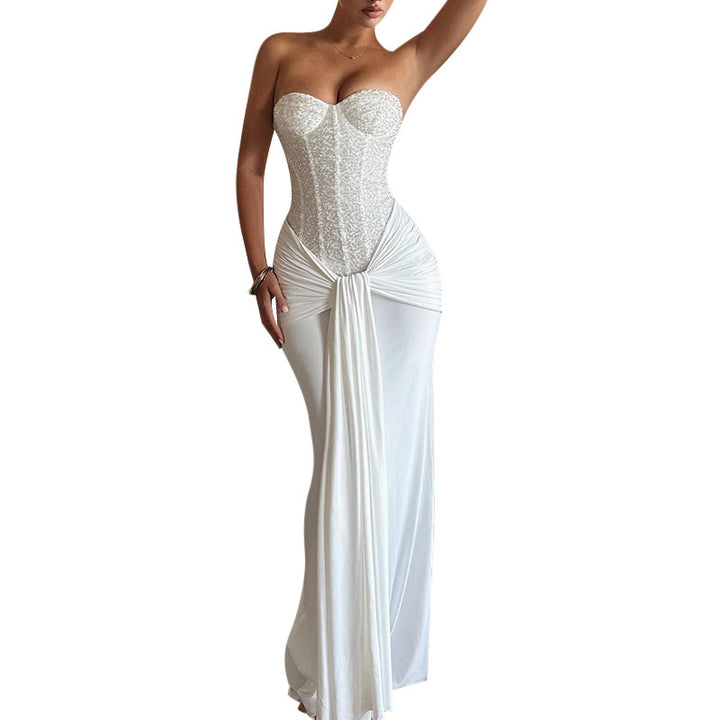 Damer chic Maxiklänning med elegant bustier-overdel och rynkad kjol Mirla-Eva Jonsson