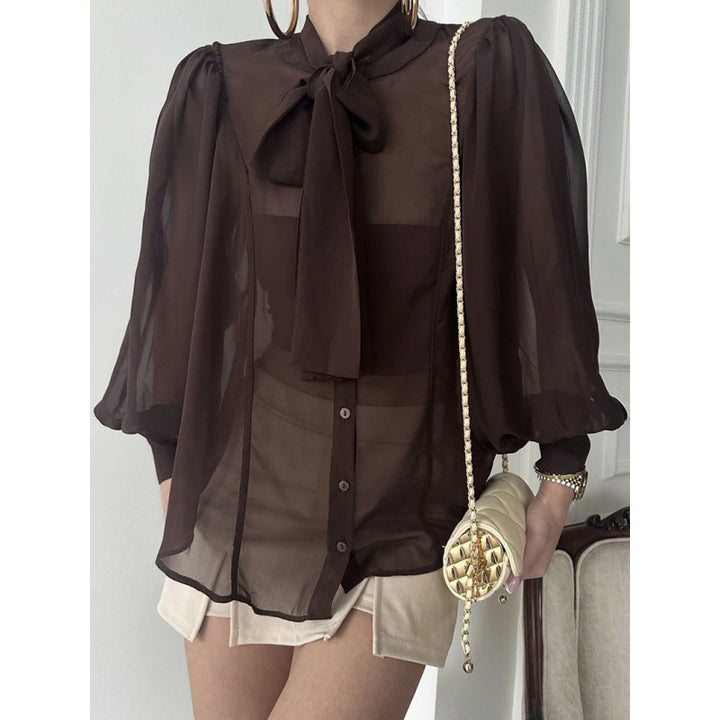 Damer chiffongblus med rosett Mirla-Eva Jonsson