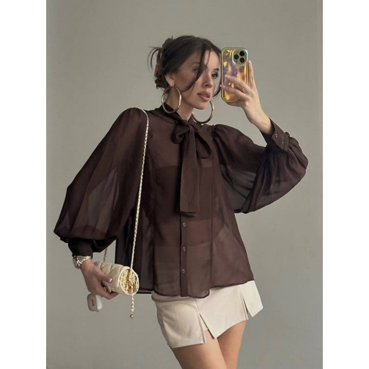 Damer chiffongblus med rosett Mirla-Eva Jonsson