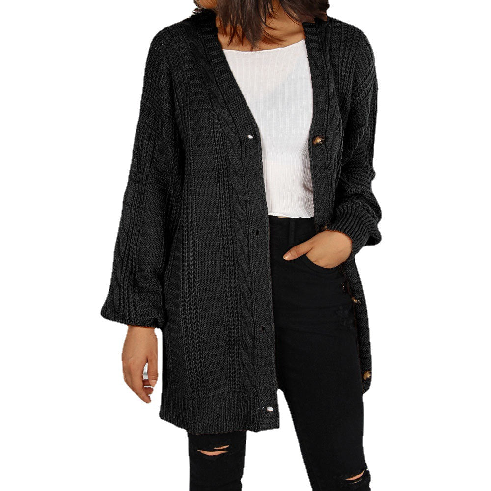 Damer chunky stickad cardigan med elegant knappslå och vida ärmar Mirla-Eva Jonsson