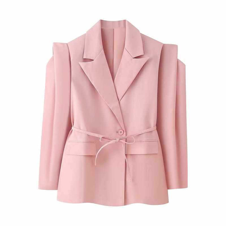 Damer cool blazer med figursydd passform och knytbälte Mirla-Eva Jonsson