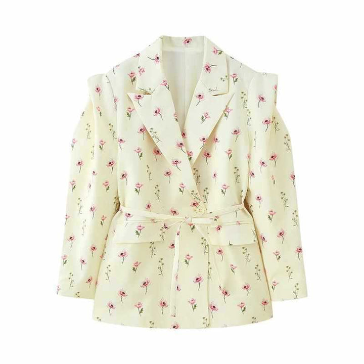 Damer cool blazer med figursydd passform och knytbälte Mirla-Eva Jonsson