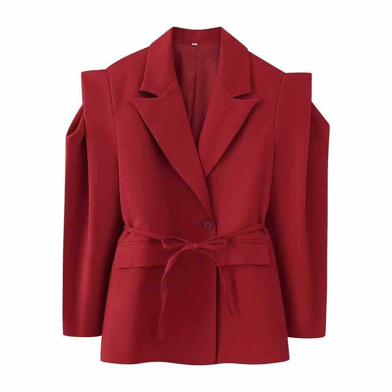 Damer cool blazer med figursydd passform och knytbälte Mirla-Eva Jonsson