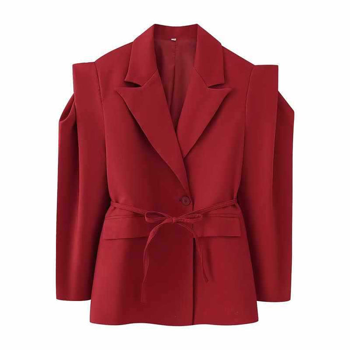 Damer cool blazer med figursydd passform och knytbälte Mirla-Eva Jonsson