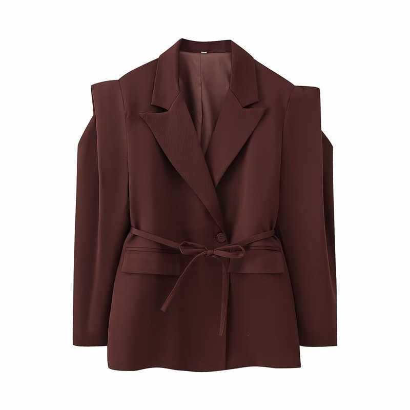 Damer cool blazer med figursydd passform och knytbälte Mirla-Eva Jonsson