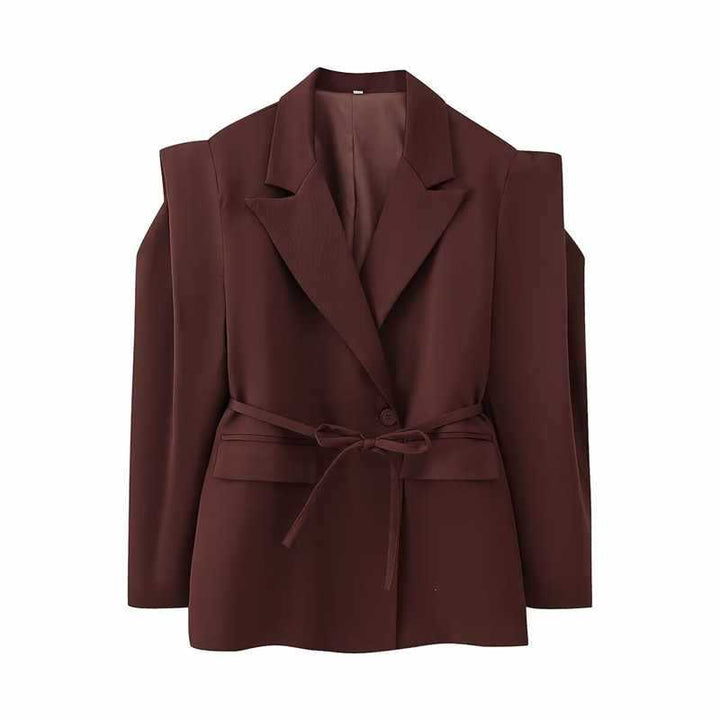 Damer cool blazer med figursydd passform och knytbälte Mirla-Eva Jonsson
