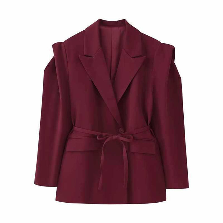 Damer cool blazer med figursydd passform och knytbälte Mirla-Eva Jonsson