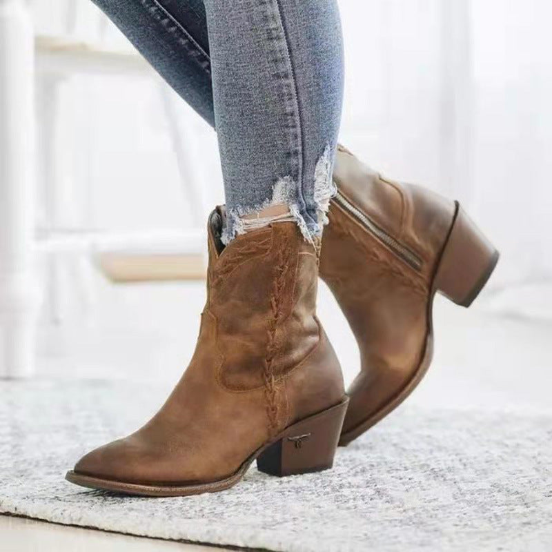 Damer cowboy stövlar med iögonfallande flätad-look Mirla-Eva Jonsson