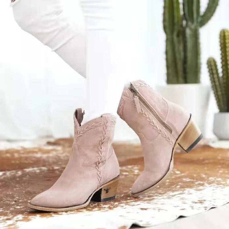 Damer cowboy stövlar med iögonfallande flätad-look Mirla-Eva Jonsson