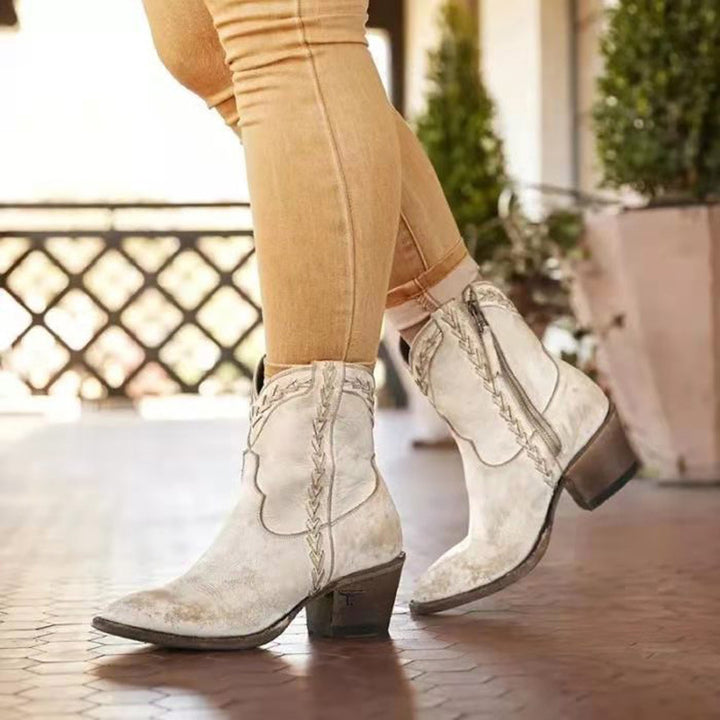 Damer cowboy stövlar med iögonfallande flätad-look Mirla-Eva Jonsson
