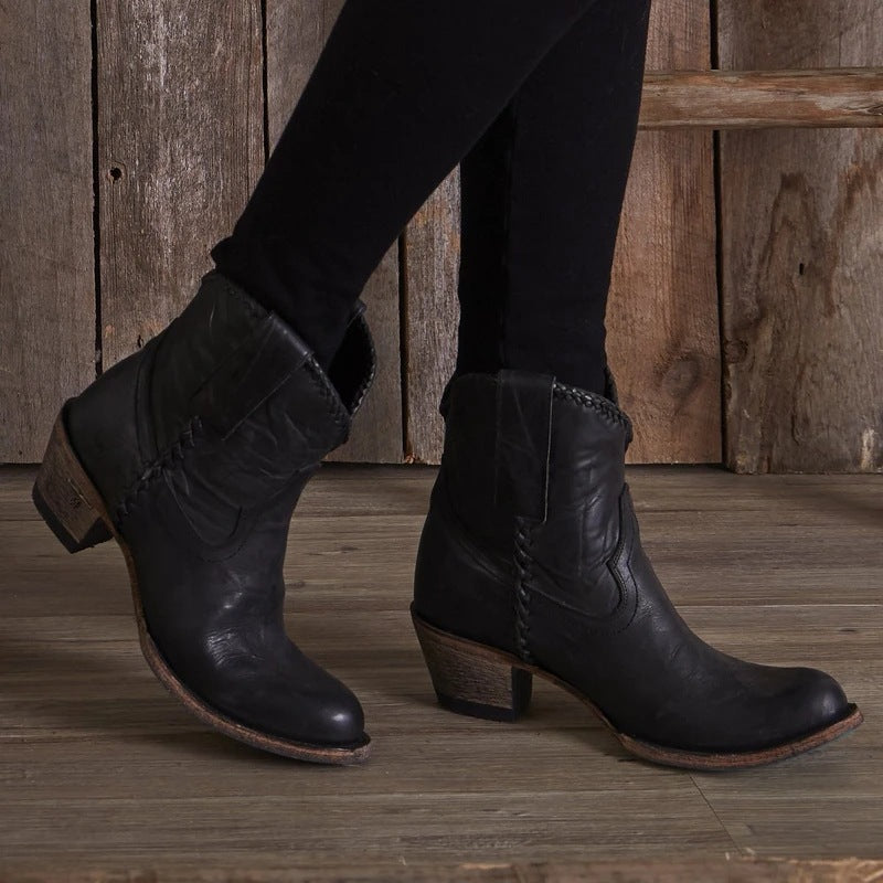 Damer cowboy stövlar med iögonfallande flätad-look Mirla-Eva Jonsson