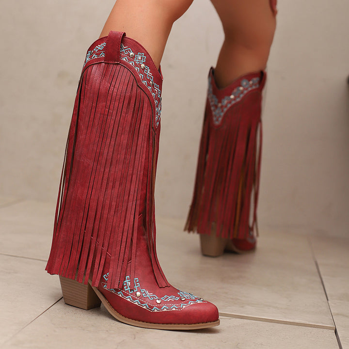 Damer cowboystövlar med fransar och färgglada broderier Mirla-Eva Jonsson