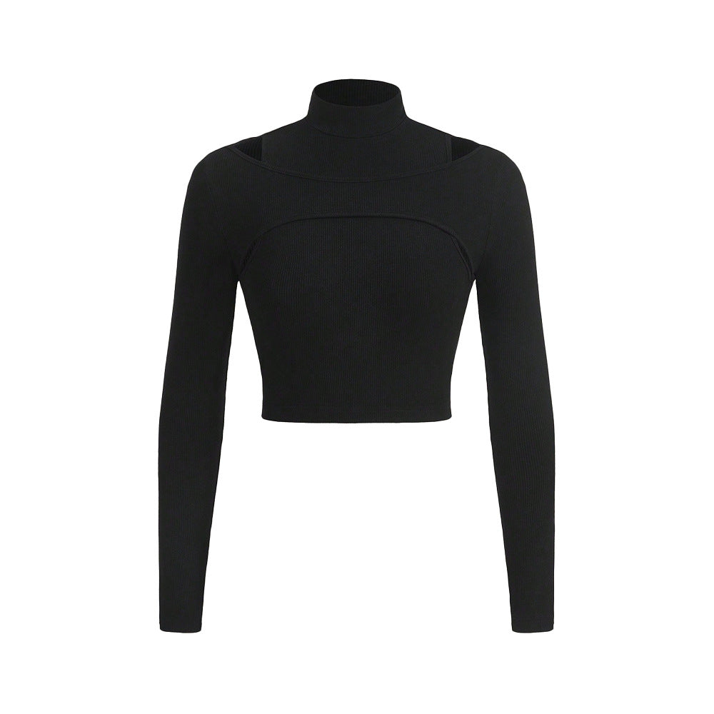 Damer crop top med hög halsdesign och sofistikerad utskärning Mirla-Eva Jonsson
