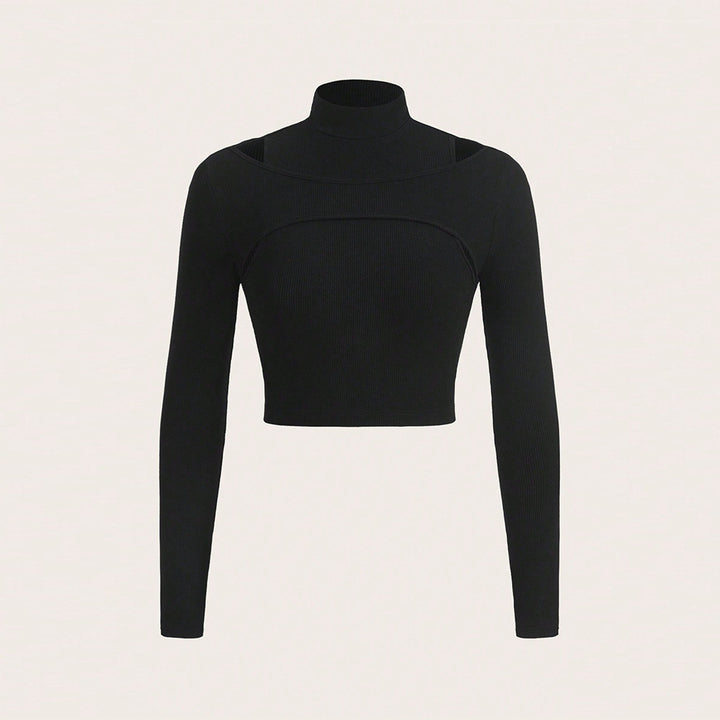 Damer crop top med hög halsdesign och sofistikerad utskärning Mirla-Eva Jonsson