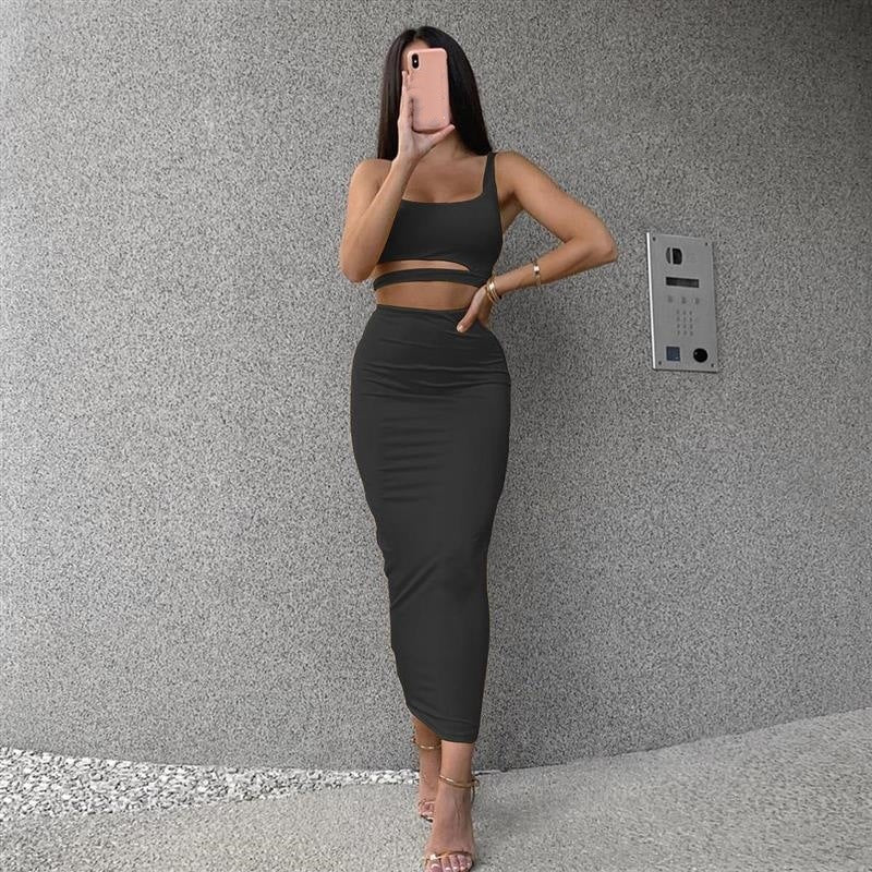 Damer crop-top och längre kjol Set Mirla-Eva Jonsson