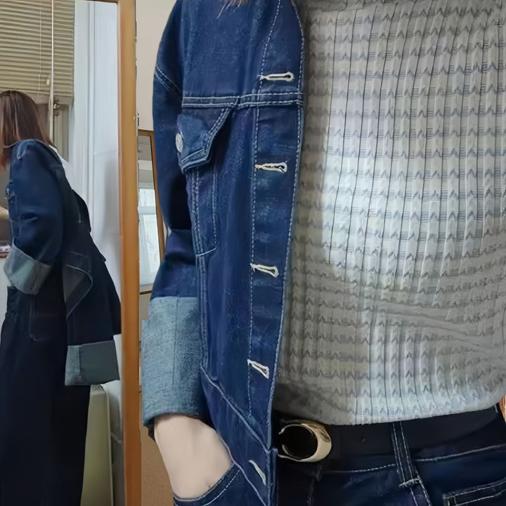 Damer croppad denimjacka med strukturerad skärning Mirla-Eva Jonsson