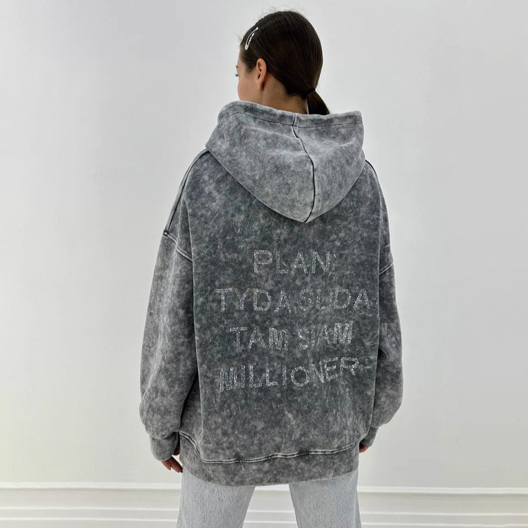 Damer croppad sweatshirt med glittrande text Mirla-Eva Jonsson