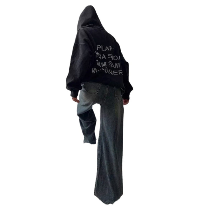 Damer croppad sweatshirt med glittrande text Mirla-Eva Jonsson