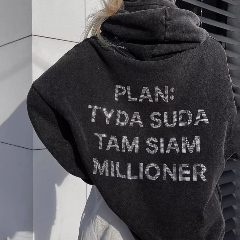 Damer croppad sweatshirt med glittrande text Mirla-Eva Jonsson