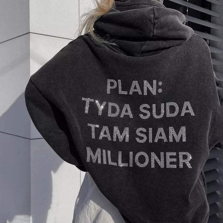 Damer croppad sweatshirt med glittrande text Mirla-Eva Jonsson