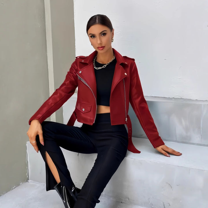 Damer cropped Bikerjacka Mirla-Eva Jonsson